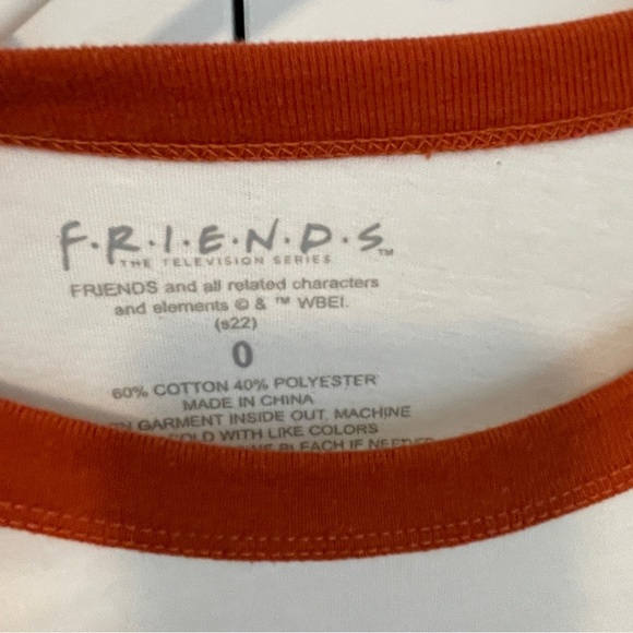 F.R.I.E.N.D.S™ Oversized Ringer Tee White/Orange (Tag 0, measures like L) - Picture 3 of 5